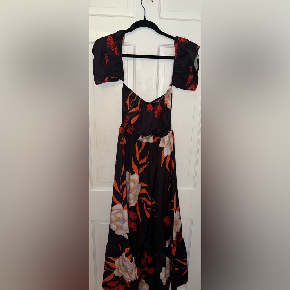 Floral Black and Orange Women's Dress